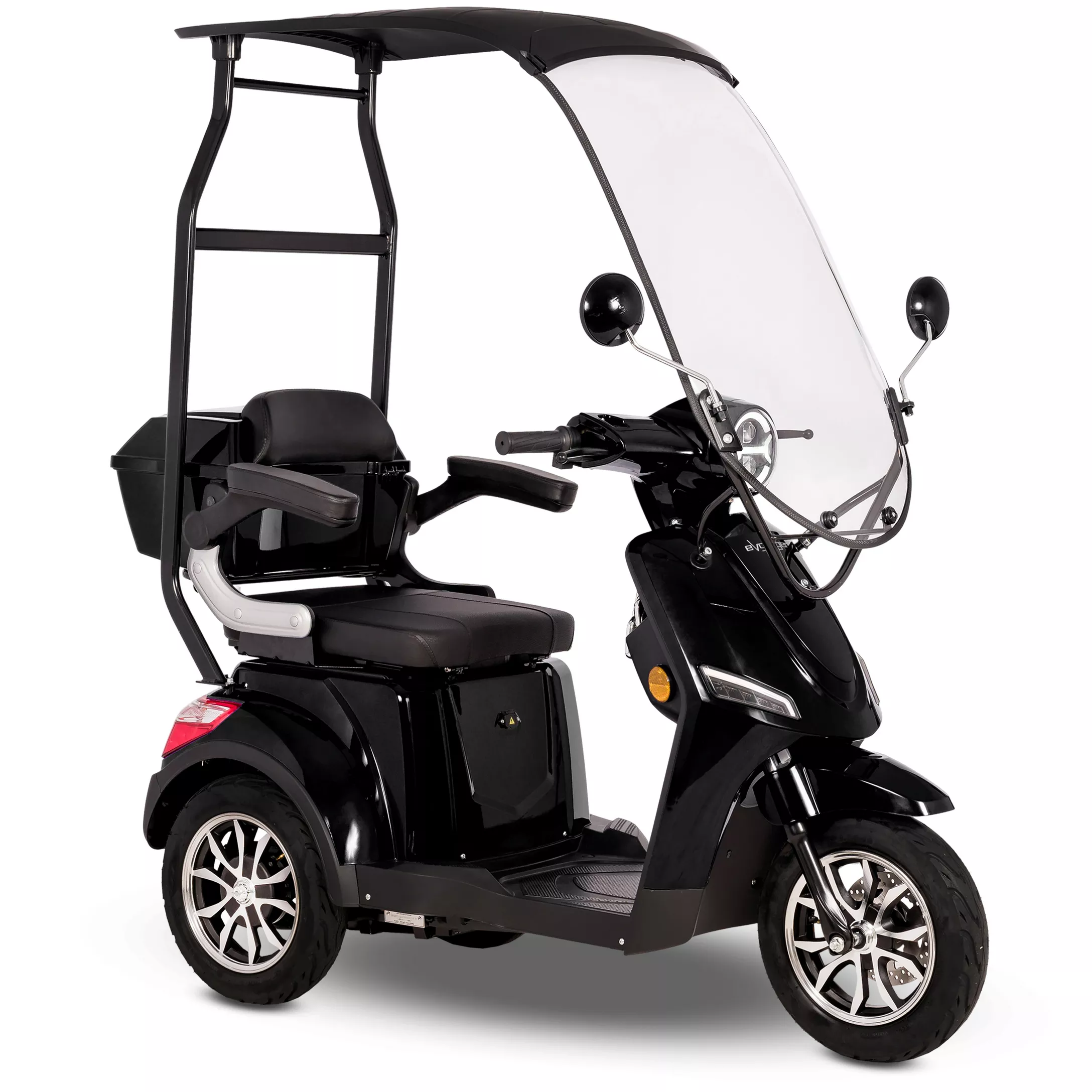 Skuter elektryczny dla seniora trójkołowy z dachem eVOYAGER BN022 - widok z boku
