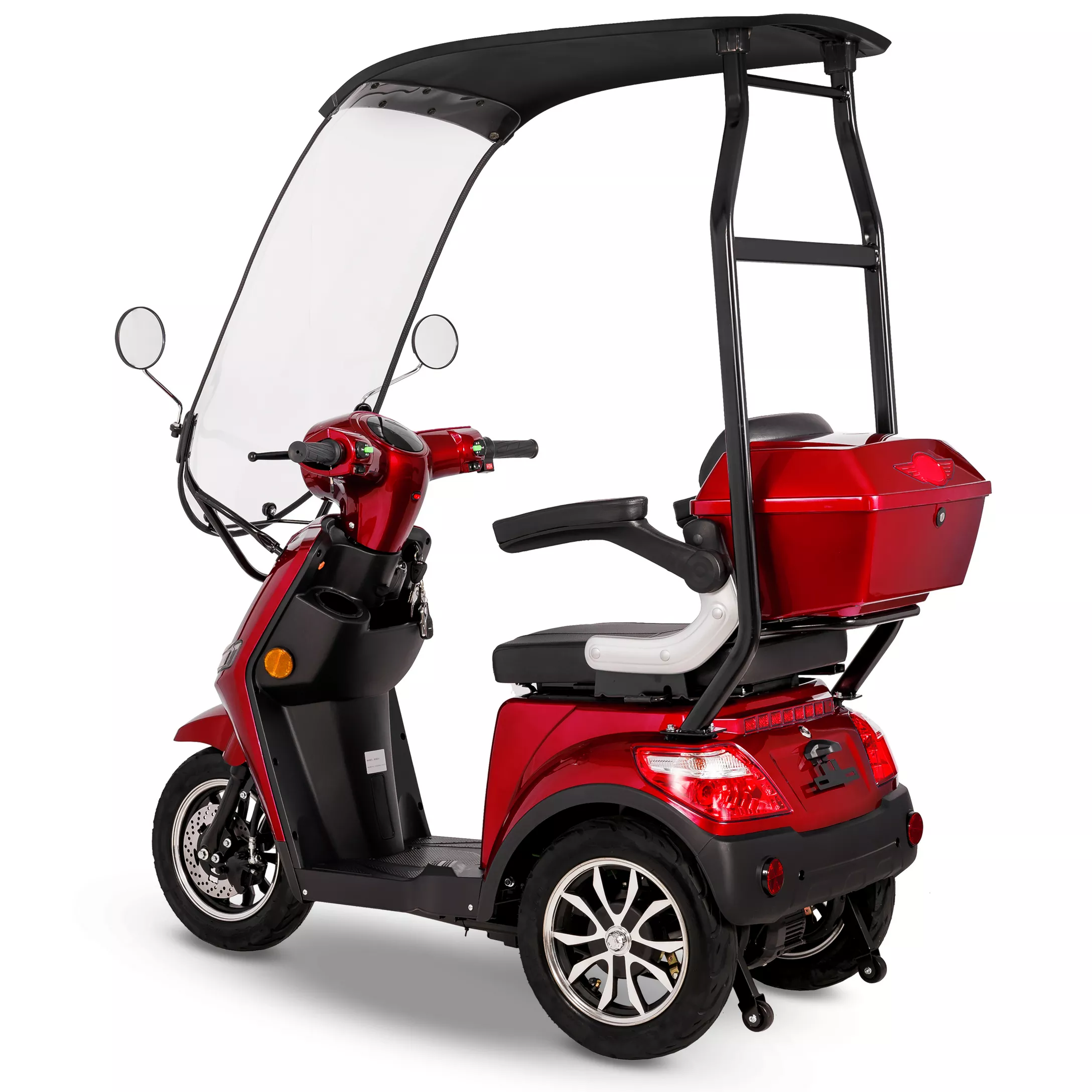 Skuter elektryczny dla seniora trójkołowy z dachem eVOYAGER BN022 - widok z tyłu