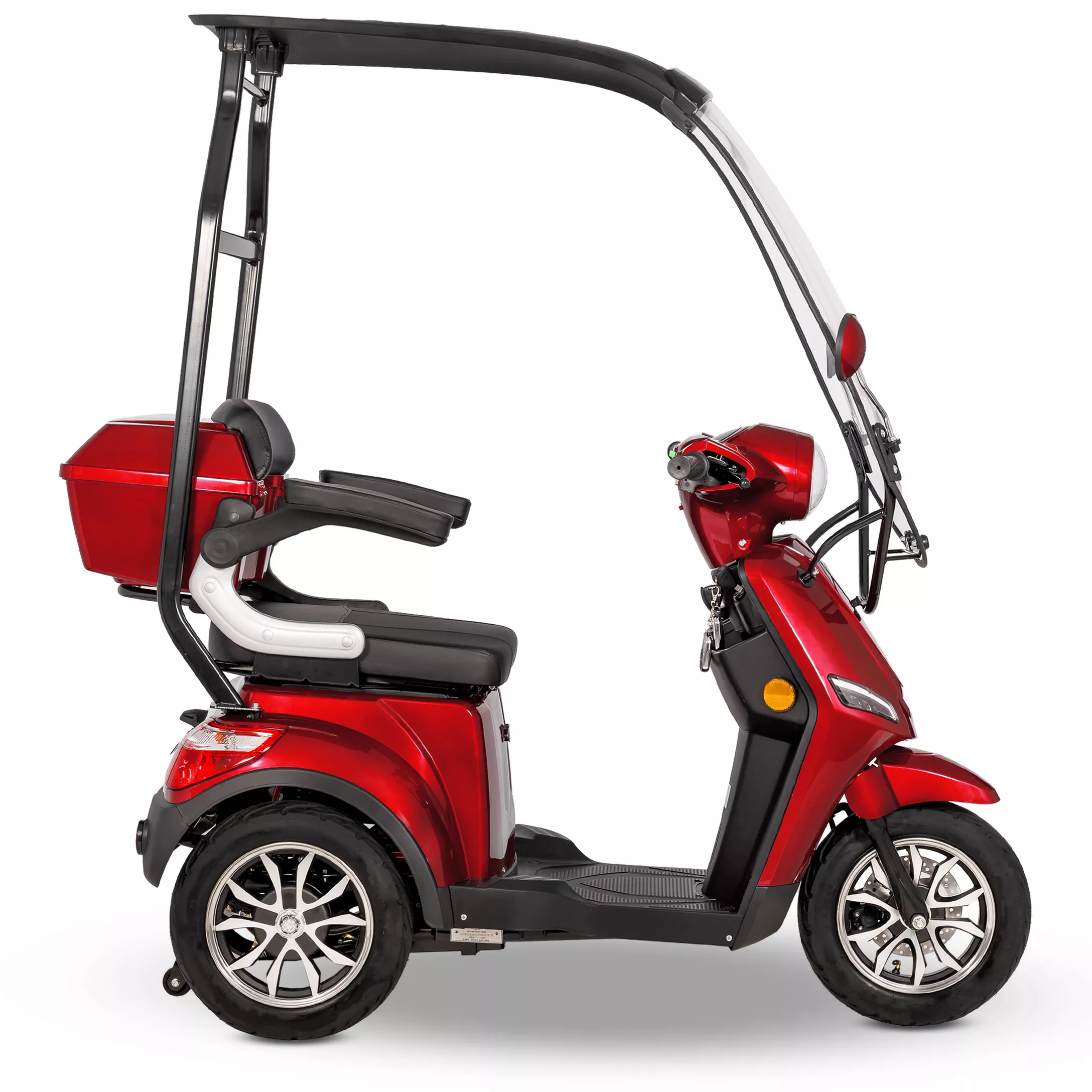 Skuter elektryczny dla seniora trójkołowy z dachem eVOYAGER BN022 - widok z boku