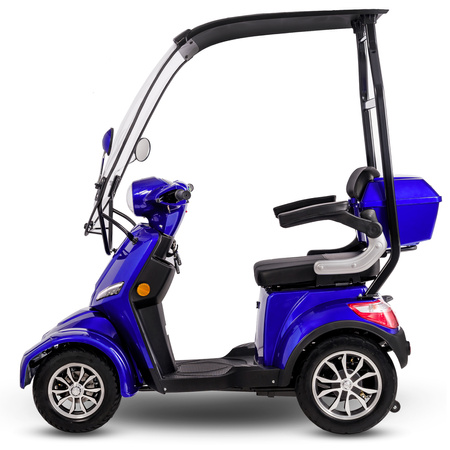 Skuter elektryczny z dachem dla seniora czterokołowy eVOYAGER BN027 - Niebieski