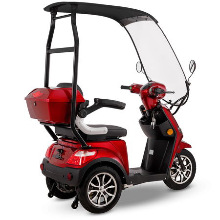 Skuter elektryczny dla seniora trójkołowy z dachem eVOYAGER BN022 - Czerwony