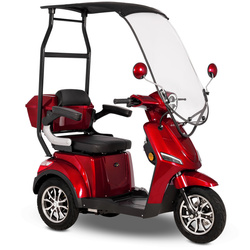 Skuter elektryczny dla seniora trójkołowy z dachem eVOYAGER BN022 - Czerwony