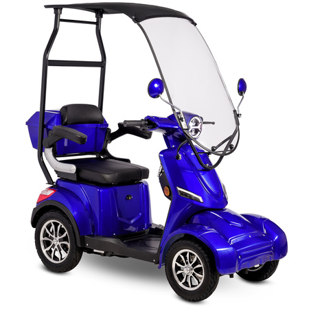 Skuter elektryczny z dachem dla seniora czterokołowy eVOYAGER BN027 - Niebieski