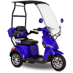 Skuter elektryczny dla seniora trójkołowy z dachem eVOYAGER BN022 - Niebieski