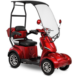 Skuter elektryczny czterokołowy z dachem czterokołowy eVOYAGER BN027 - Czerwony