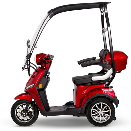 Skuter elektryczny dla seniora trójkołowy z dachem eVOYAGER BN022 - Czerwony