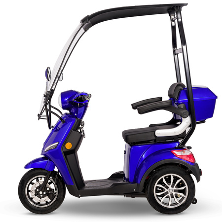 Skuter elektryczny dla seniora trójkołowy z dachem eVOYAGER BN022 - Niebieski