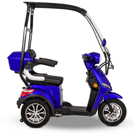 Skuter elektryczny dla seniora trójkołowy z dachem eVOYAGER BN022 - Niebieski