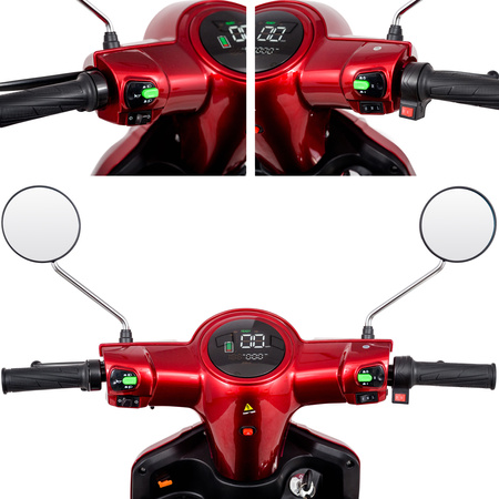 Skuter elektryczny czterokołowy z dachem czterokołowy eVOYAGER BN027 - Czerwony