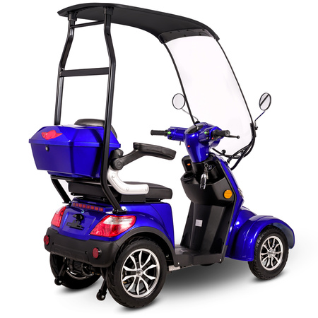 Skuter elektryczny z dachem dla seniora czterokołowy eVOYAGER BN027 - Niebieski