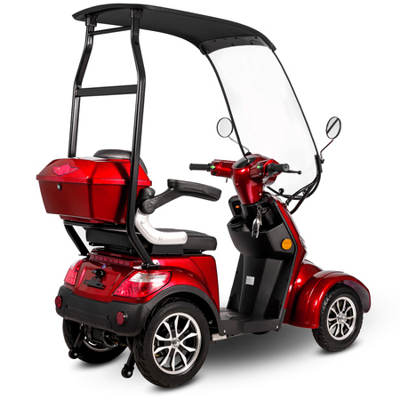 Skuter elektryczny czterokołowy z dachem czterokołowy eVOYAGER BN027 - Czerwony
