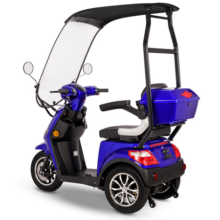 Skuter elektryczny dla seniora trójkołowy z dachem eVOYAGER BN022 - Niebieski