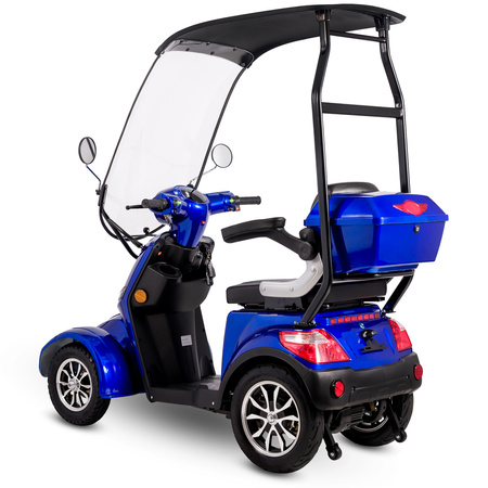 Skuter elektryczny z dachem dla seniora czterokołowy eVOYAGER BN027 - Niebieski